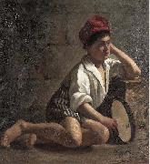 Julia Beck Boy with tamburin oil painting artist